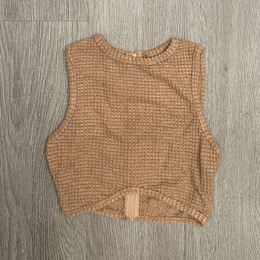 waffle knit zipper tank